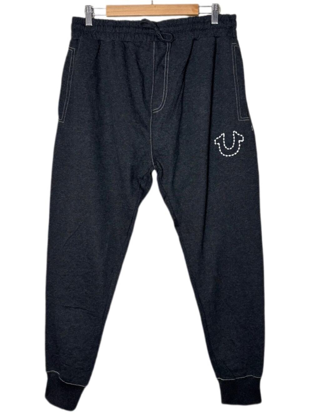 True Religion Men HS Stitch Joggers Size Large Charcoal Gray Loungewear